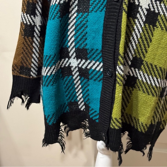 Cato Blue and Green Oversized Cardigan Sweater, size XL - Picture 3 of 8